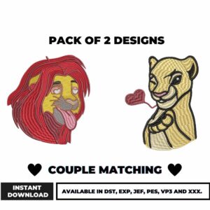 Couple Matching Embroidery Designs Instant Download