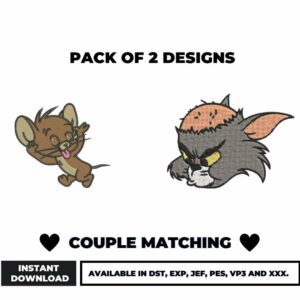 Couple Matching Embroidery Designs Pack Download