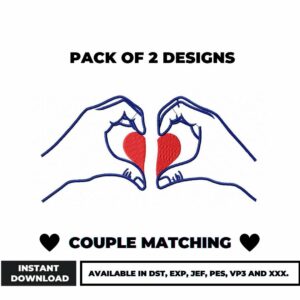 Couple Matching Heart Embroidery Designs