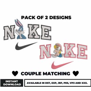 Couple Matching Nike Embroidery Designs