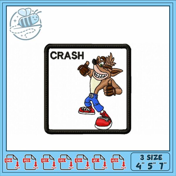 Crash Bandicoot Embroidery Design for Patches
