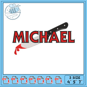 Creative Michael Embroidery Design with Knife Motif