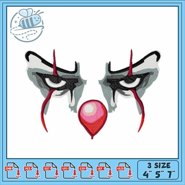 Creepy Clown Embroidery Design for Unique Projects