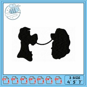 Custom Couples Silhouette Embroidery Design File