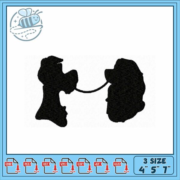 Custom Couples Silhouette Embroidery Design File
