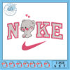 Cute Bear Nike Embroidery Design in Three Sizes