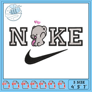 Cute Bear Nike Embroidery Design for All Machines