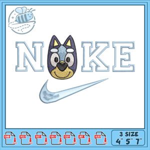 Cute Blue Dog Embroidery Design for Apparel Use