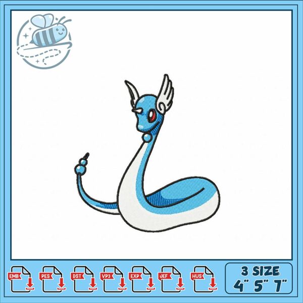 Cute Blue Dragon Embroidery Design for All Projects
