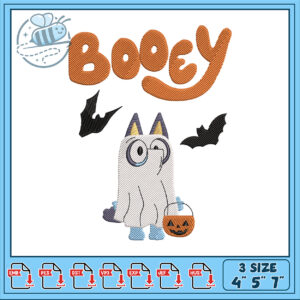 Cute Booey Ghost Embroidery Design for Halloween Fun