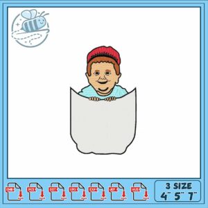 Cute Boy in Pocket Embroidery Design for Crafts