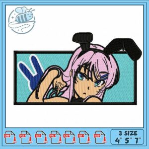 Cute Bunny Girl Embroidery Design in Three Sizes