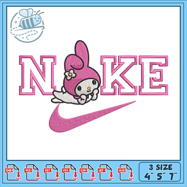 Cute Bunny Inspired Nike Embroidery Design File