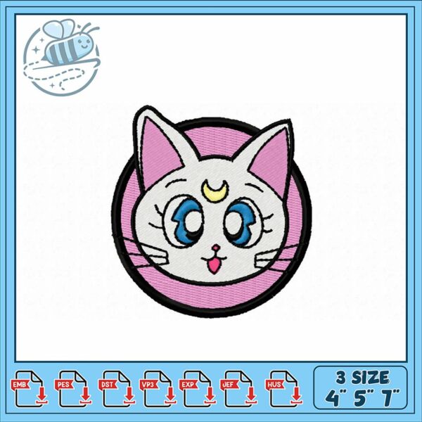 Cute Cartoon Cat Embroidery Design for Patches