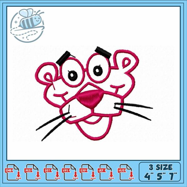 Cute Cartoon Cat Embroidery Design in Three Sizes