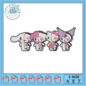 Cute Cartoon Characters Embroidery Design Set 4x5x7
