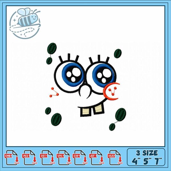 Cute Cartoon Face Embroidery Design for Kids 3 Sizes