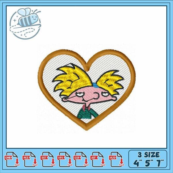 Cute Cartoon Heart Embroidery Design for Projects