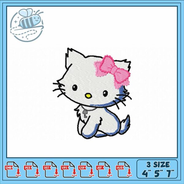 Cute Cat Bow Embroidery Design for Crafting Fun