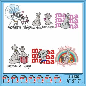 Cute Cat Embroidery Bundle for Mother’s Day Gifts