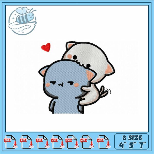 Cute Cat Embroidery Design for DIY Crafts 4×5 7 Inch