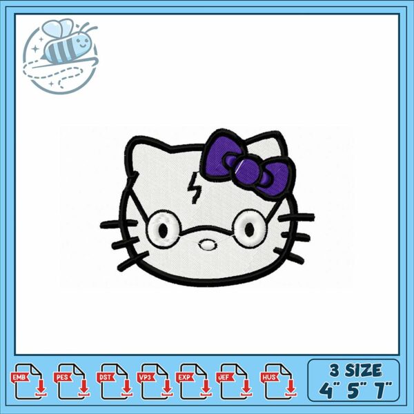 Cute Cat Glasses Embroidery Design for Crafts