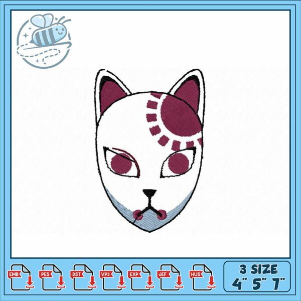 Cute Cat Mask Embroidery Design for Sewing Projects