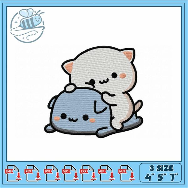 Cute Cat and Dog Embroidery Design for Kids Craft