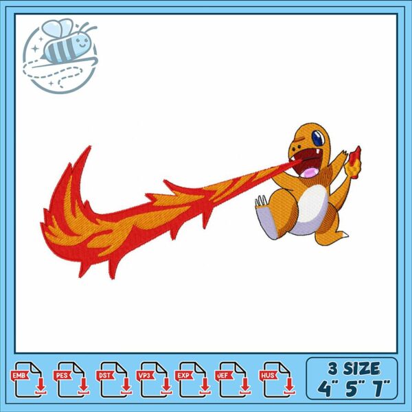 Cute Charmander Embroidery Design for All Crafts