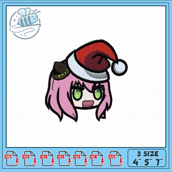 Cute Christmas Embroidery Design with Hat 4×5 7 Inch