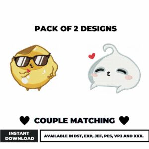 Cute Couple Embroidery Designs Instant Download Pack