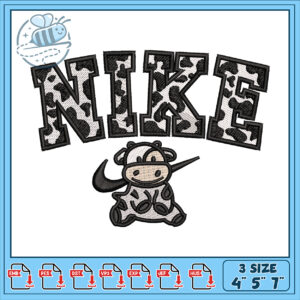 Cute Cow Nike Embroidery Design for Sewing Projects