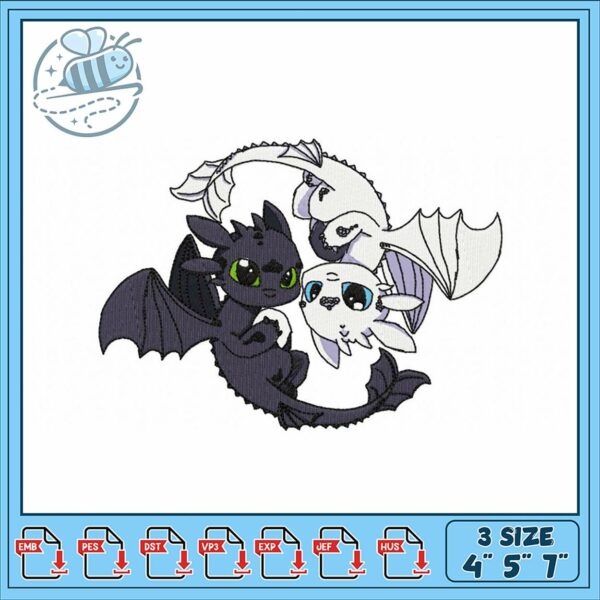 Cute Dragon Embroidery Design for Kids Apparel
