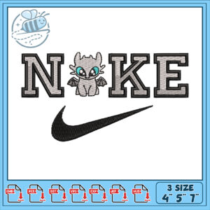 Cute Dragon Nike Inspired Embroidery Design File