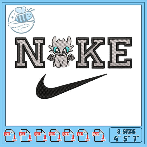 Cute Dragon Nike Inspired Embroidery Design File