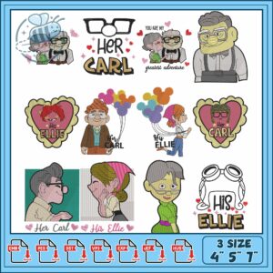 Cute Embroidery Bundle for Carl and Ellie Fans