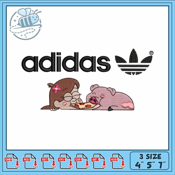 Cute Embroidery Design for Adidas Lovers 3 Sizes