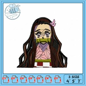 Cute Embroidery Design of Anime Character 4x5x7