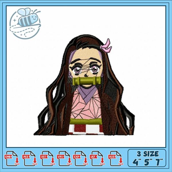 Cute Embroidery Design of Anime Character 4x5x7