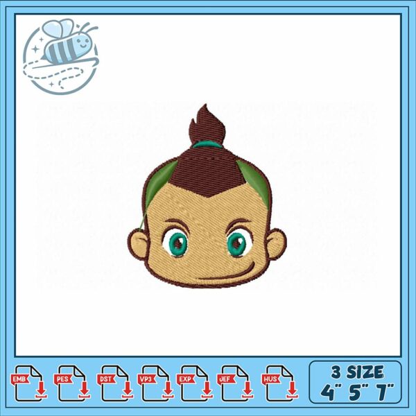 Cute Embroidery Design of Cartoon Character Head