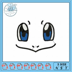 Cute Embroidery Design of Cartoon Face Eyes 3 Sizes