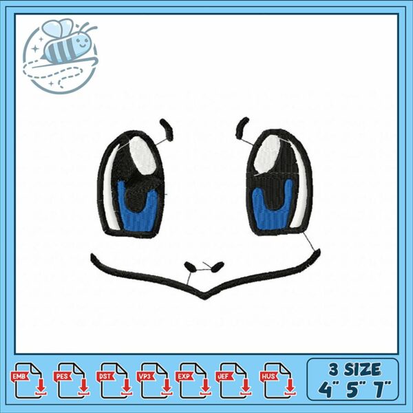 Cute Embroidery Design of Cartoon Face Eyes 3 Sizes