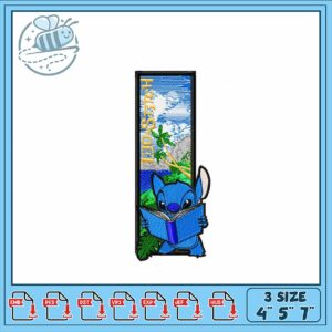Cute Embroidery Design of Stitch Reading Book