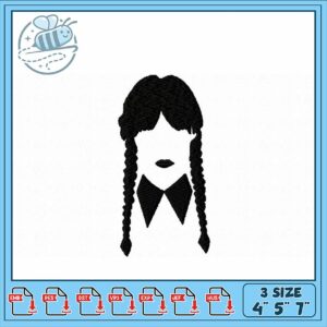 Cute Embroidery Design of a Girl with Braids 3 Sizes