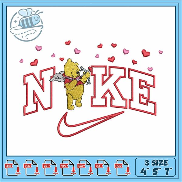 Cute Embroidery Design with Bear and Hearts Motif