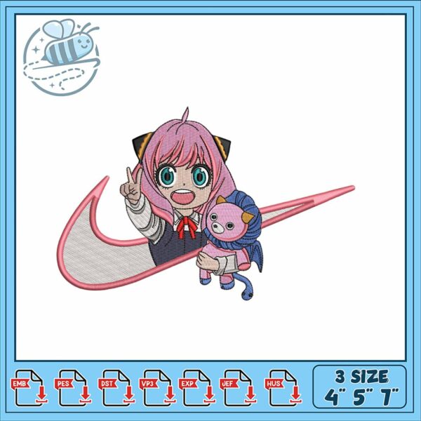 Cute Embroidery Design with Girl and Pet Toy