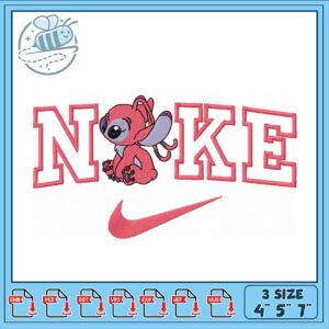 Cute Embroidery Design with Pink Character and Text
