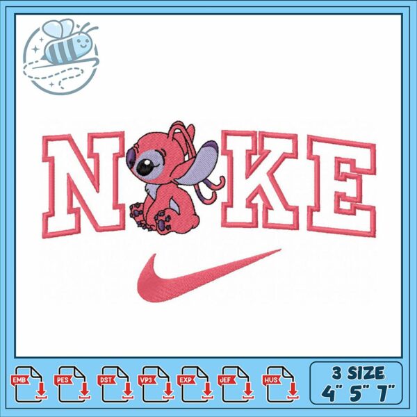 Cute Embroidery Design with Pink Character and Text