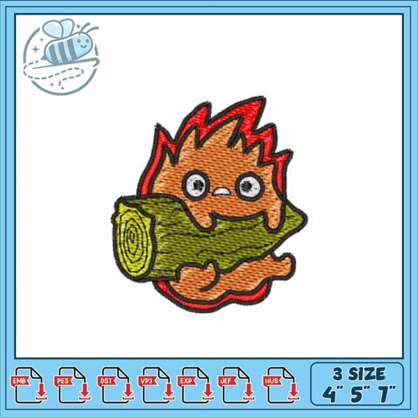 Cute Fire Character Embroidery Design Downloadable