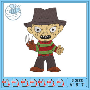 Cute Freddy Krueger Embroidery Design for Kids